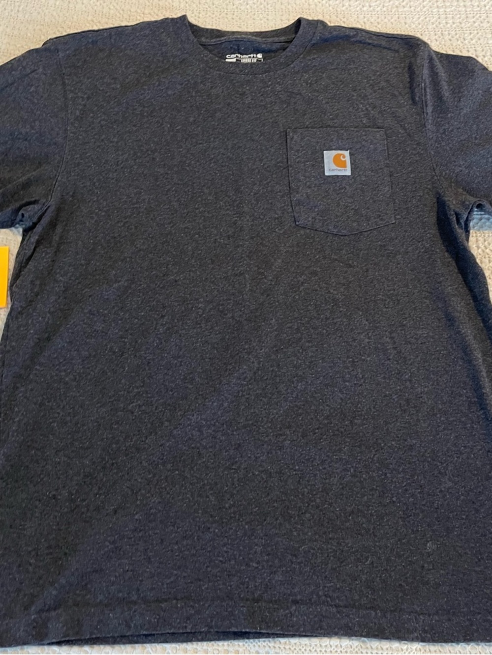 Carhartt Men's Heather Charcoal Pocket Tee with Logo Patch